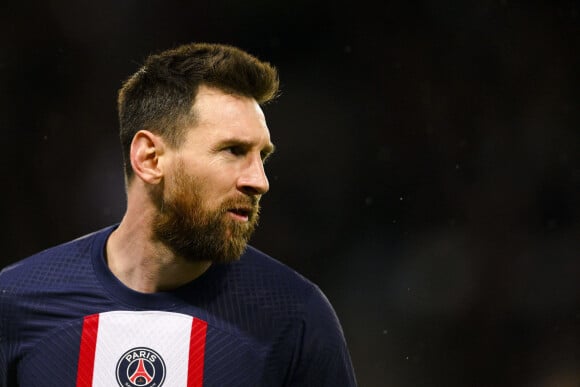 Lionel Messi (PSG) - Match de championnat de Ligue 1 Uber Eats opposant le Paris Saint-Germain (PSG) au RC Lens (3-1) au Parc des Princes à Paris le 15 avril 2023. 