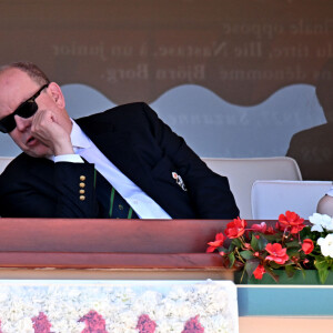 Le prince Albert II de Monaco, le prince héréditaire Jacques et la princesse Gabriella - La famille princière de Monaco assiste à la finale homme du tournoi Rolex Monte Carlo Masters 2023 à Roquebrune-Cap-Martinle 16 avril 2023. En s'imposant devant Holger Rune (5-7, 6-2, 7-5), Andrey Rublev a décroché son tout premier Masters 1000. © Bruno Bebert/Bestimage 