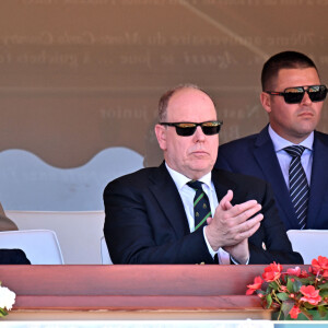 Le prince Albert II de Monaco, le prince héréditaire Jacques et la princesse Gabriella, Sean Wittstock avec sa femme Chantell Violet Serfontein - La famille princière de Monaco assiste à la finale homme du tournoi Rolex Monte Carlo Masters 2023 à Roquebrune-Cap-Martinle 16 avril 2023. En s'imposant devant Holger Rune (5-7, 6-2, 7-5), Andrey Rublev a décroché son tout premier Masters 1000. © Bruno Bebert/Bestimage 
