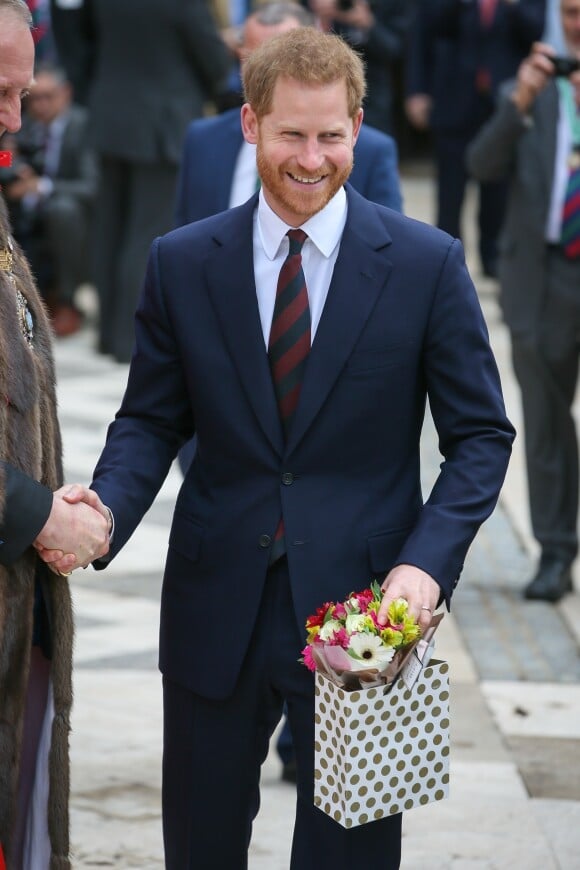 Le prince Harry, duc de Sussex, lors du déjeuner "Lord Mayor's Big Curry Lunch" au Guildhall à Londres le 4 avril 2019. 