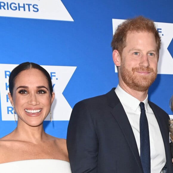 Le prince Harry et Megan Markle au photocall de la soirée de gala "Robert F. Kennedy Human Rights Ripple of Hope 2022" à l'hôtel Hilton de New York City, New York, Etats-Unis, le 6 décembre 2022.