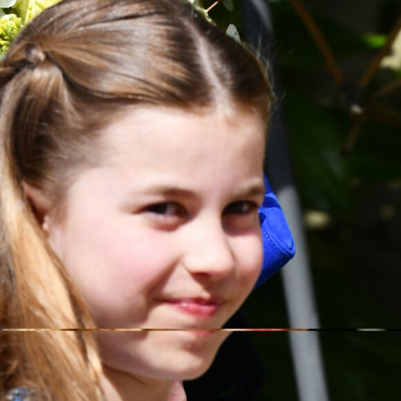 Catherine (Kate) Middleton, princesse de Galles, La princesse Charlotte de Galles - La famille royale du Royaume Uni arrive pour assister à la messe de Pâques à la chapelle Saint Georges au château de Windsor, le 9 avril 2023. 