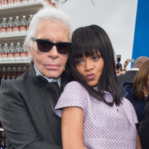 Karl Lagerfeld et Rihanna - People au défilé de mode, collection prêt-à-porter automne-hiver 2014/2015, "Chanel" au Grand Palais à Paris. Le 4 mars 2014 