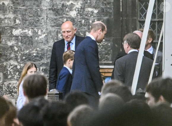 Prince William, prince George et princesse Charlotte de Galles - La famille royale quitte l'Abbaye de Westminster après une répétition du couronnement. Le 3 mai 2023. @ ABACA / Stefan Rousseau/PA Wire