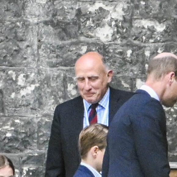 Prince William, prince George et princesse Charlotte de Galles - La famille royale quitte l'Abbaye de Westminster après une répétition du couronnement. Le 3 mai 2023. @ ABACA / Stefan Rousseau/PA Wire