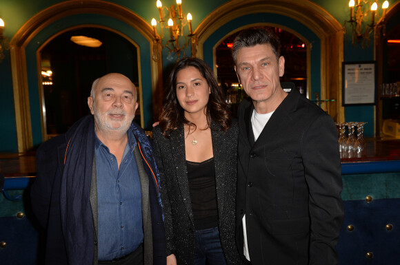 Gérard Jugnot, Marc Lavoine et sa compagne Line Papin - Générale de presse du spectacle musicale "Les Souliers Rouges" aux Folies Bergères à Paris, le 4 février 2020. © Veeren/Bestimage