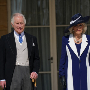 Le roi Charles III d'Angleterre et Camilla Parker Bowles, reine consort d'Angleterre, lors d'une Garden Party, pour célébrer le couronnement du 6 mai, au palais de Buckingham, à Londres, Royaume Uni, le 3 mai 2023. 