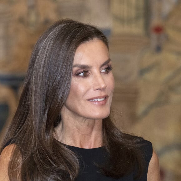 La reine Letizia d'Espagne - Dîner au palais El Pardo à Madrid, en l'honneur du président de Colombie et sa femme. Le 4 mai 2023 