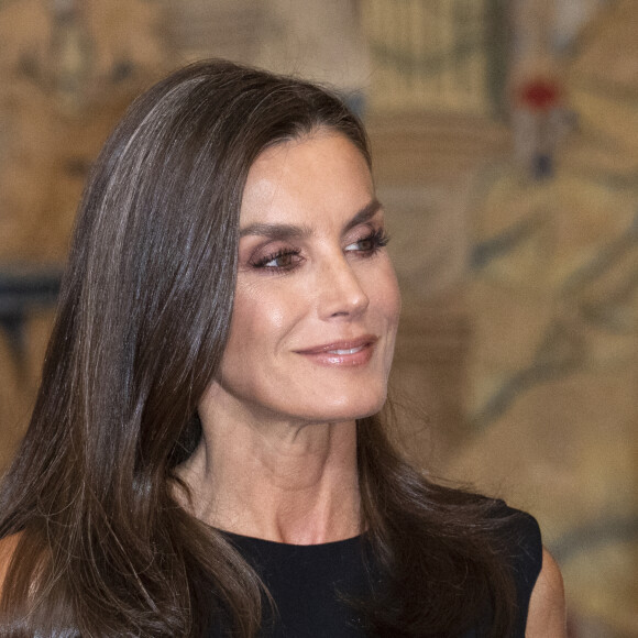 La reine Letizia d'Espagne - Dîner au palais El Pardo à Madrid, en l'honneur du président de Colombie et sa femme. Le 4 mai 2023 