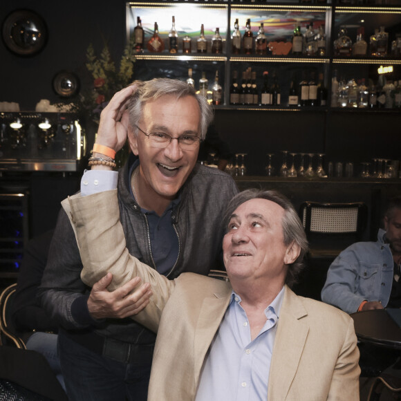 Exclusif - Laurent Petitguillaume, Philippe Lavil - Premier showcase de Bruno Putzulu au club privé "We Are" à Paris. Le 3 mai 2023. © Jack Tribeca / Bestimage