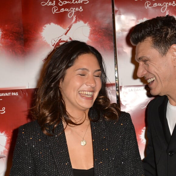 Exclusif - Marc Lavoine et sa compagne Line Papin au photocall de la générale de presse du spectacle musicale "Les Souliers Rouges" aux Folies Bergères à Paris, France, le 4 février 2020. © Veeren/Bestimage