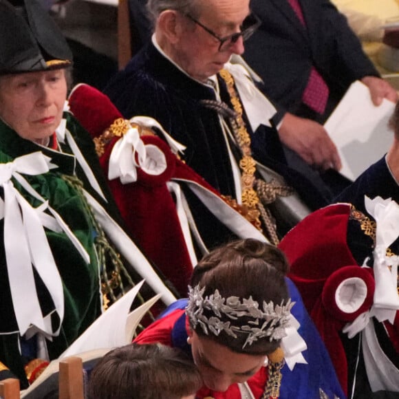 Le prince William, prince de Galles, et Catherine (Kate) Middleton, princesse de Galles, La princesse Charlotte de Galles, Le prince Louis de Galles, Le prince Edward, duc d'Edimbourg et Sophie, duchesse d'Edimbourg - Les invités à la cérémonie de couronnement du roi d'Angleterre à l'abbaye de Westminster de Londres, Royaume Uni, le 6 mai 2023. 