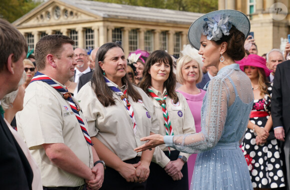 Catherine (Kate) Middleton, princesse de Galles lors d'une Garden Party au palais de Buckingham à Londres, Royaume Uni, le 9 mai 2023, pour célébrer le couronnement du roi et de la reine d'Angleterre. 