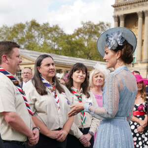 Catherine (Kate) Middleton, princesse de Galles lors d'une Garden Party au palais de Buckingham à Londres, Royaume Uni, le 9 mai 2023, pour célébrer le couronnement du roi et de la reine d'Angleterre. 