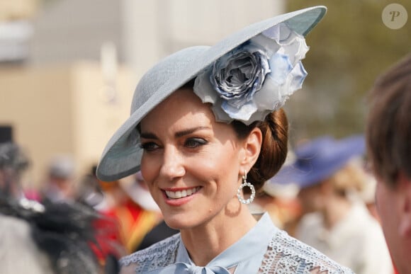 Catherine (Kate) Middleton, princesse de Galles lors d'une Garden Party au palais de Buckingham à Londres, Royaume Uni, le 9 mai 2023, pour célébrer le couronnement du roi et de la reine d'Angleterre. 