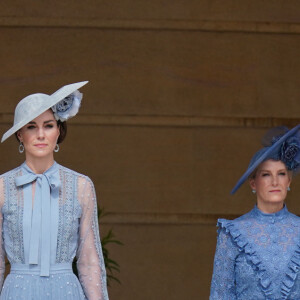 Le prince William, prince de Galles, Catherine (Kate) Middleton, princesse de Galles, Sophie Rhys-Jones, duchesse d'Edimbourg et le prince Edward, duc d'Edimbourg lors d'une Garden Party au palais de Buckingham à Londres, Royaume Uni, le 9 mai 2023, pour célébrer le couronnement du roi et de la reine d'Angleterre. 