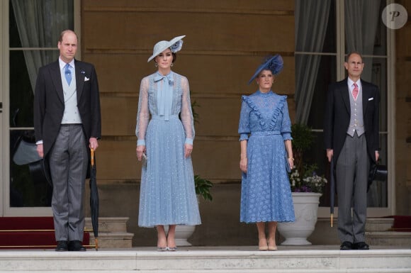 Le prince William, prince de Galles, Catherine (Kate) Middleton, princesse de Galles, Sophie Rhys-Jones, duchesse d'Edimbourg et le prince Edward, duc d'Edimbourg lors d'une Garden Party au palais de Buckingham à Londres, Royaume Uni, le 9 mai 2023, pour célébrer le couronnement du roi et de la reine d'Angleterre. 