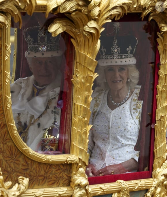 Phil Harris - Mirrorpix - Les invités à la cérémonie de couronnement du roi d'Angleterre à l'abbaye de Westminster de Londres Le roi Charles III d'Angleterre et Camilla Parker Bowles, reine consort d'Angleterre, lors de la cérémonie de couronnement du roi d'Angleterre à Londres, Royaume Uni, le 6 mai 2023.