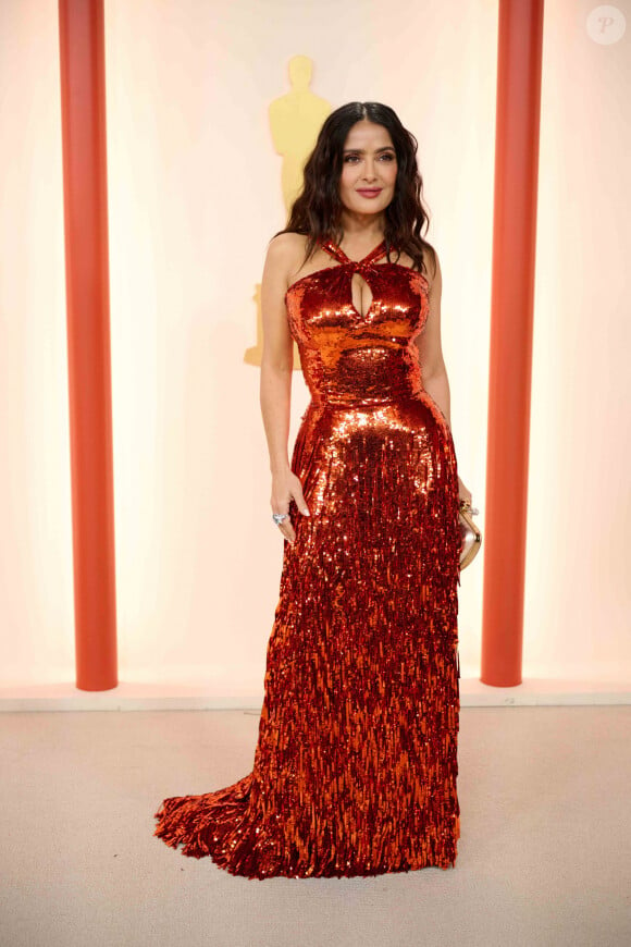 Salma Hayek - Photocall de la 95ème édition de la cérémonie des Oscars à Los Angeles. Le 12 mars 2023 