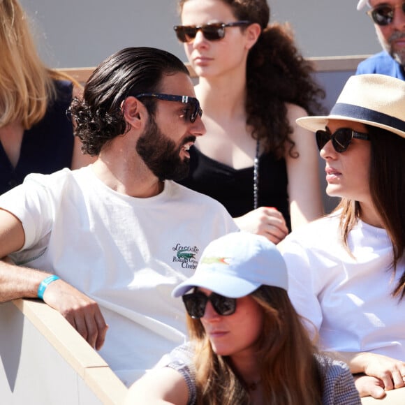 Adrien Galo. Sofia Essaïdi en tribunes lors des Internationaux de France de tennis de Roland Garros 2023 à Paris, France, le 3 juin 2023. © Moreau-Jacovides/Bestimage  Celebs in the stands during the French Open tennis tournament at Roland Garros 2023 in Paris, France, on June 3rd, 2023. 