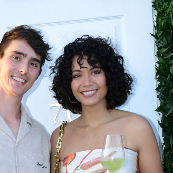 Exclusif - Vaimalama Chaves (Miss France 2019) et son fiancé Nicolas Fleury à la soirée Jardin Secret sur le rooftop de l'hôtel The Peninsula Paris le 7 juin 2023. © Rachid Bellak / Bestimage