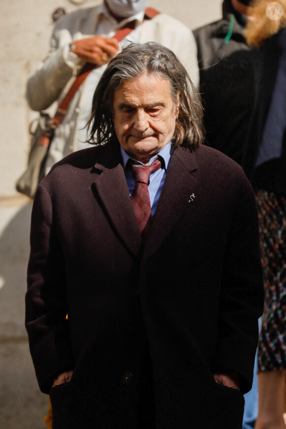 Jean-Pierre Léaud - Sorties des obsèques de Michael Lonsdale en l'église Saint-Roch à Paris le 1er octobre 2020.