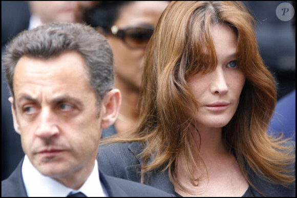 Nicolas Sarkozy et Carla Bruni aux obsèques d'Yves Saint-Laurent