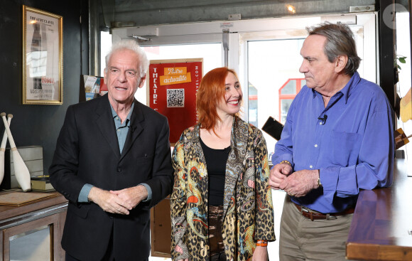 Exclusif - Jacky Jakubowicz, Maïa Mazaurette et Philippe Lavil - Enregistrement de l'émission "Jacky aux platines" diffusée le 17 juin 2023 sur 20 Minutes TV au théâtre Clavel à Paris le 15 mai 2023. © Coadic Guirec/Bestimage