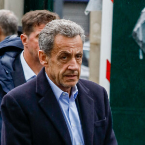 Nicolas Sarkozy - Arrivées aux obsèques de l'avocat Hervé Temime au cimetière du Montparnasse à Paris, France, le 14 avril 2023. © Clovis-Jacovides/Bestimage