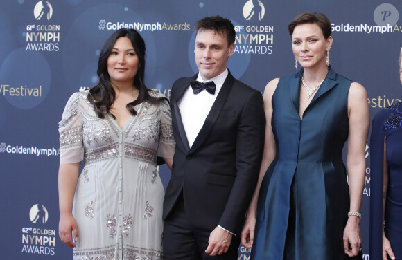 La princesse Charlene de Monaco avec Louis Ducruet et sa femme Marie - Photocall de la cérémonie de clôture du 62ème festival de télévision de Monte-Carlo le 20 juin 2023. © Denis Guignebourg / Bestimage 