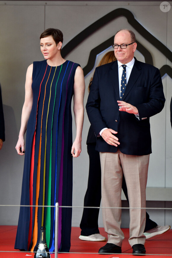 Le prince Albert II de Monaco et la princesse Charlène de Monaco - Remise de prix du 80ème Grand Prix de Monaco de Formule 1 à Monaco.