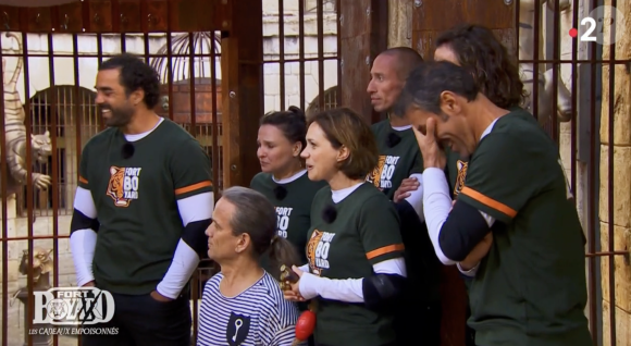 Nathalie Péchalat, Frédérick Bousquet, Anne Sila, Paul de Saint-Sernin, Yoann Huget et Robert Pirès forment une équipe dans "Fort Boyard". Émission du 1er juillet 2023, France 2