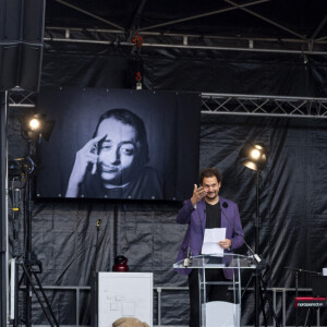 Exclusif - Eric Antoine lors de l'hommage à l'humoriste Guillaume Bats, mort à 36 ans, à Montmirail, Marne, France, le 17 juin 2023. © Pierre Perusseau/Bestimage 