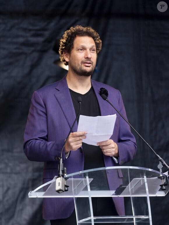 Exclusif - Eric Antoine lors de l'hommage à l'humoriste Guillaume Bats, mort à 36 ans, à Montmirail, Marne, France, le 17 juin 2023. © Pierre Perusseau/Bestimage 