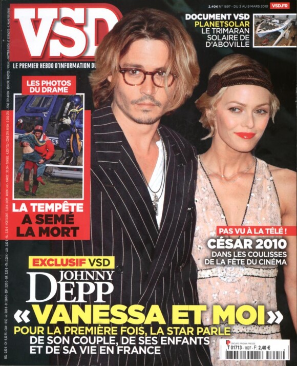 Johnny Depp et Vanessa Paradis en couverture de VSD