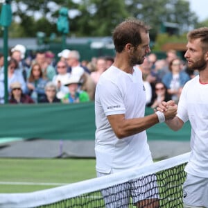 Face à son compatriote Corentin Moutet, Richard Gasquet n'a pas apprécié l'attitude du coach adversaire, Peter Popovic
Corentin Moutet bat Richard Gasquet (Fra) lors du tournoi de Wimbledon 2023 à Londres, le 3 juillet 2023.