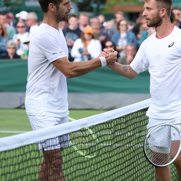 Corentin Moutet bat Richard Gasquet (Fra) lors du tournoi de Wimbledon 2023 à Londres, le 3 juillet 2023.