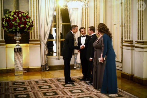 Nicolas Sarkozy et Carla Bruni au prestigieux dîner d'Etat, à l'Elysée. Ils ont reçu Dmitri Medvedev et son épouse Svetlana. 02/03/2010