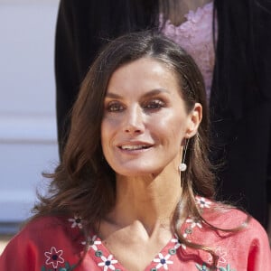 La reine Letiziza d'Espagne au Palais de la Zarzuela. Madrid, le 10 juillet 2023.