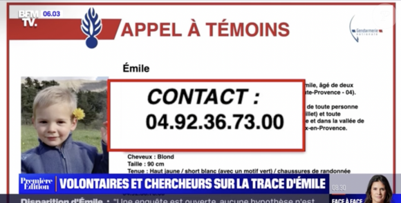 Capture d'écran du reportage de BFMTV sur la disparition d'Emile, 2 ans et demi, et la poursuite des recherches, plus ciblées désormais