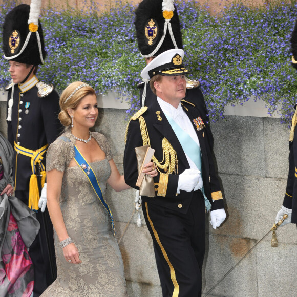 Arrivée de la reine Maxima et du roi Willem-Alexander - Le mariage de Victoria de Suède avec Daniel Westling à Stockholm le 19 juin 2010