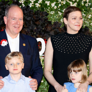 Le prince Albert II de Monaco, La princesse Charlène de Monaco, Le prince Jacques de Monaco, marquis des Baux, La princesse Gabriella de Monaco, comtesse de Carladès - "Le rocher en fête" la principauté de Monaco fête le centenaire du prince Rainier III à Monaco, le 31 mai 2023. © Claudia Albuquerque / Bestimage 