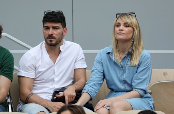 Joy Esther et son compagnon Andréa Condorelli dans les tribunes lors des internationaux de tennis de Roland Garros à Paris, France, le 4 juin 2019. © Jacovides-Moreau/Bestimage 