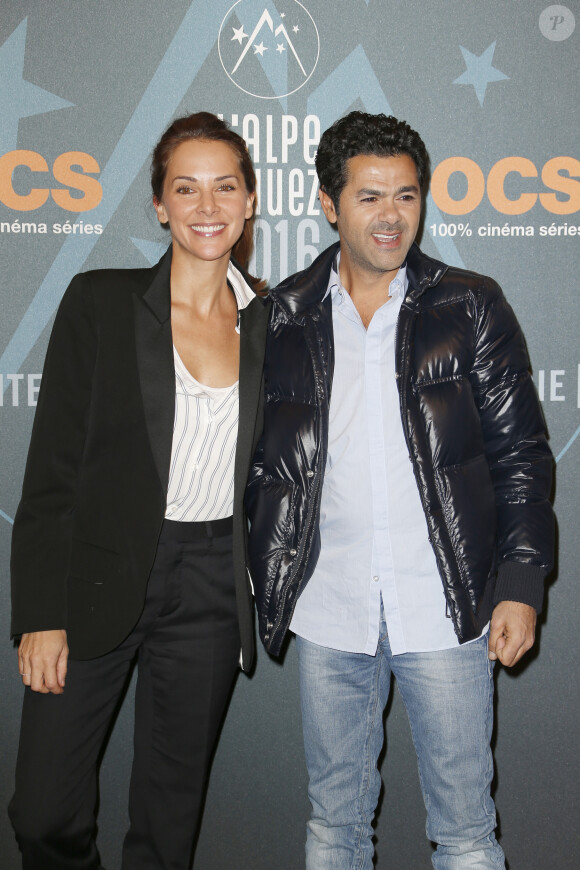 Jamel Debbouze et Mélissa Theuriau Soirée de clôture au palais des sports . Grand prix du jury , prix du public et prix d'interprètation rebaptisé désormais prix Michel Galabru pour Fatsah Bouyahmed 19ème festival international du film de comédie de l'Alpe d'Huez 2016 .