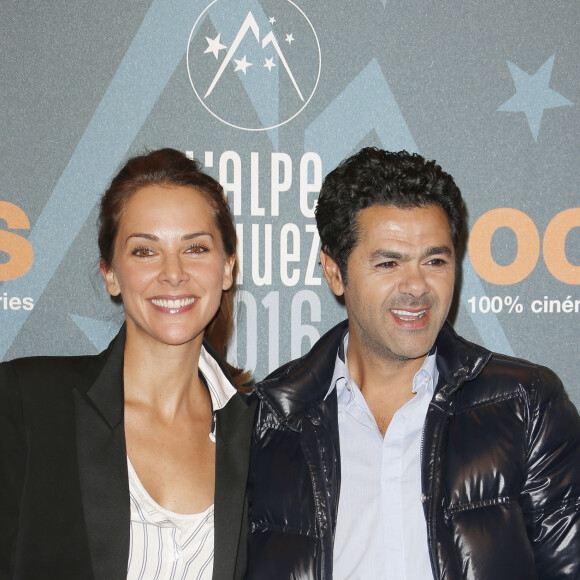 Jamel Debbouze et Mélissa Theuriau Soirée de clôture au palais des sports . Grand prix du jury , prix du public et prix d'interprètation rebaptisé désormais prix Michel Galabru pour Fatsah Bouyahmed 19ème festival international du film de comédie de l'Alpe d'Huez 2016 .