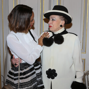 Sonia Rolland et Geneviève de Fontenay - Soirée de remise des prix de la 12ème édition du TROFEMINA au pavillon Royal à Paris, le 14 octobre 2015.