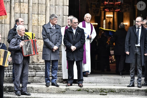 Bernard Thevenet, Bernard Hinault, Luc Leblanc - Obsèques de Raymond Poulidor en l'église de Saint-Léonard-de-Noblat. Le 19 novembre 2019 © Thierry Breton / Panoramic / Bestimage 