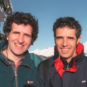 Gérard Leclerc et son frère Julien Clerc lors du Trophée Whirlpool en janvier 1998.