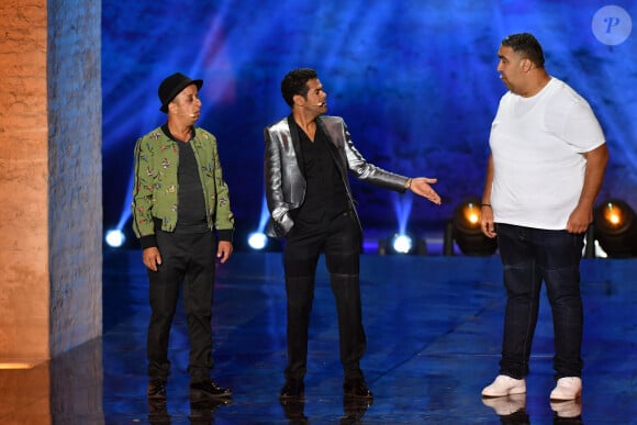 Exclusif - Booder, Jamel Debbouze et Wahid Bouzidi - Festival "Marrakech du Rire 2018" à Marrakech, Maroc, le 24 juin 2018. © Rachid Bellak/Bestimage