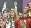 Mais la jeune fille s'est rapidement lâchée avec son drapeau espagnol.
La reine Letizia d'Espagne et sa fille la princesse Sofia assistent à la finale de la Coupe du monde féminine de la FIFA au Stadium Australia à Sydney, Australie, le 20 août 2023. 